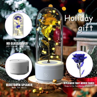 2-in-1 LED Rose Light & Bluetooth Speaker – Romantic Glass Dome Gift