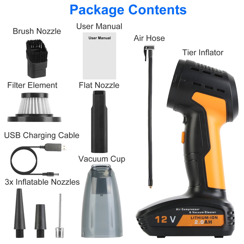 Vortex 4-in-1 Cordless Car Vacuum & Inflator (150 PSI)